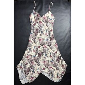 VTG 90s La Belle Floral Rayon Dress Size 7 (Fits XS/Small) Pixie Hem Grunge USA